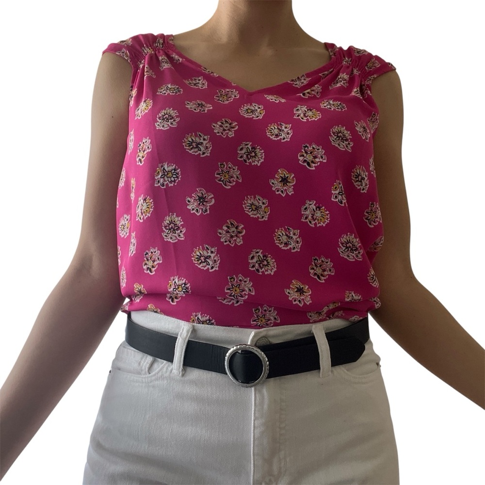 LOFT Pink Floral Sleeveless Blouse